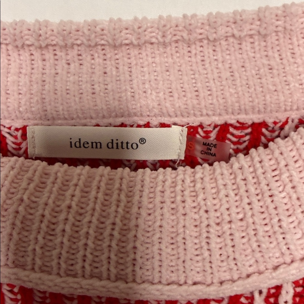idem Ditto checkered chenille knitted long sleeve cropped sweater sz Sm - Picture 5 of 11